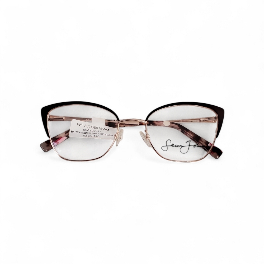 New Sean John SJLO6015WM Matte Brown W/Shiny Rose Gold Eyeglass Frame. 53-20-140